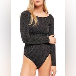 Free People Black and Gold Bodysuit